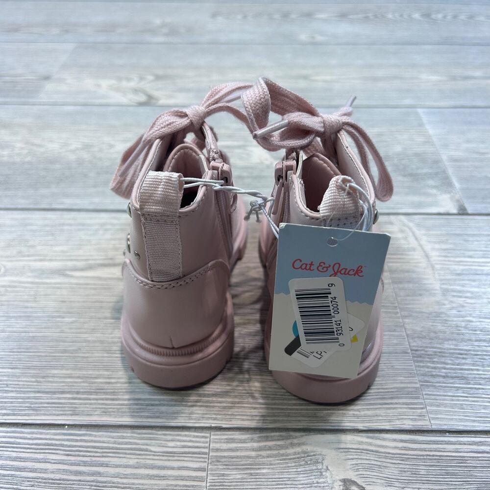Cat & Jack Toddler Girls' Amaya Lace-Up Combat Boots Blush 8 NWT - Picture 5 of 5